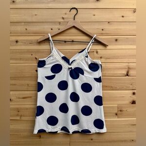 Vintage Sabary Lingerie Size Small Navy White Babydoll Lacey Strappy Tank Top